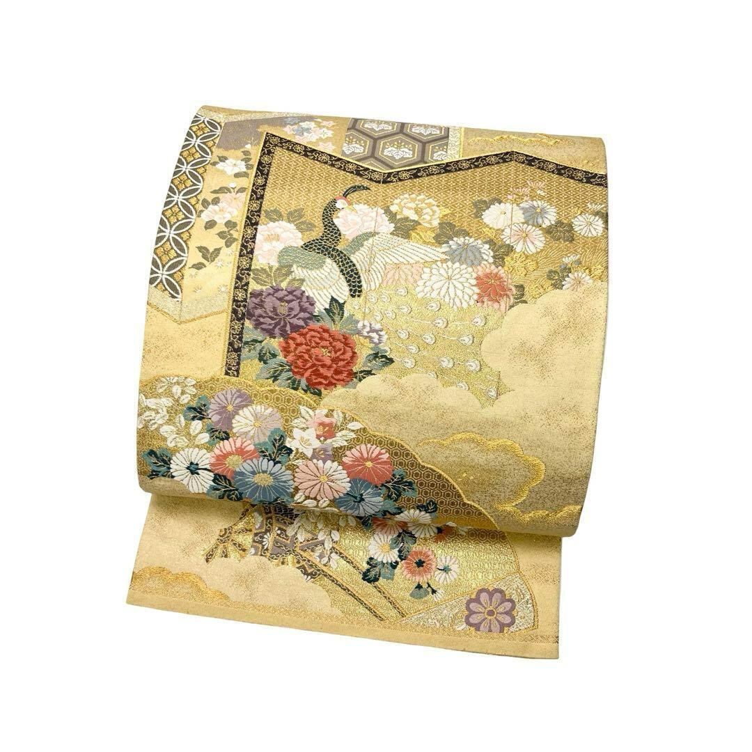 袋帯 本金箔 九百本金錦 美しい花模様 金銀糸 金色 フォーマル O