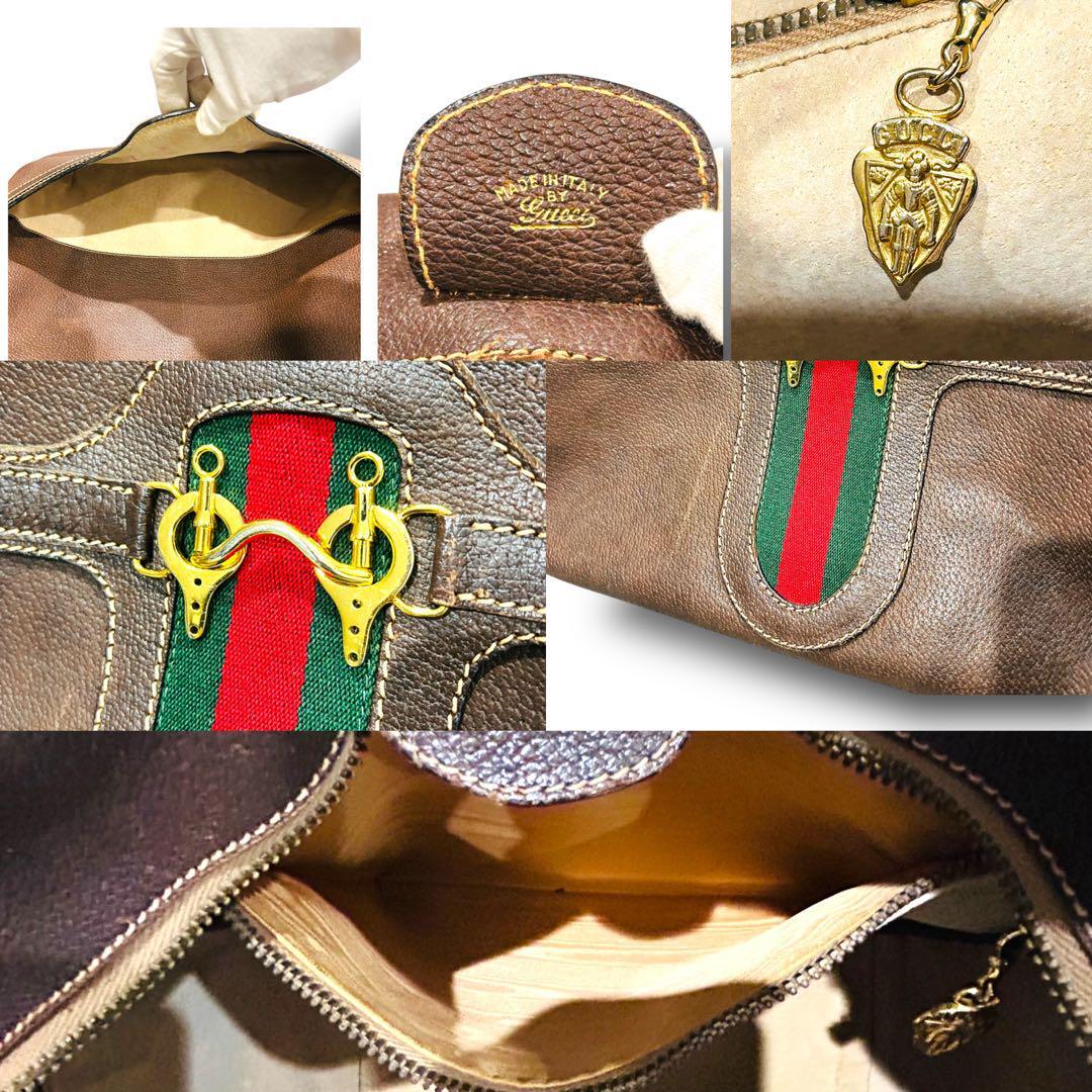 GUCCI グッチ ボストンバッグ シェリーライン ブラウン A4収納 大容量 GUCCI グッチ ボストンバッグ シェリーライン ブラウン A4収納
