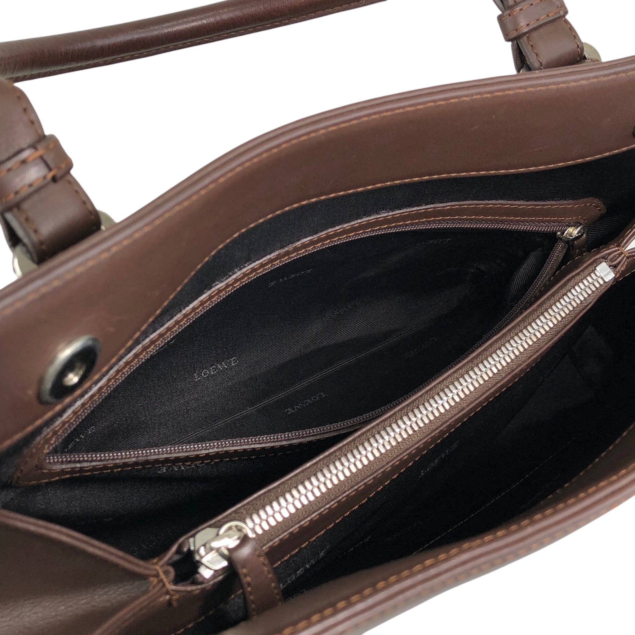 LOEWE ロエベ ハンドバッグ ブラウン アナグラム レザー トートバッグ