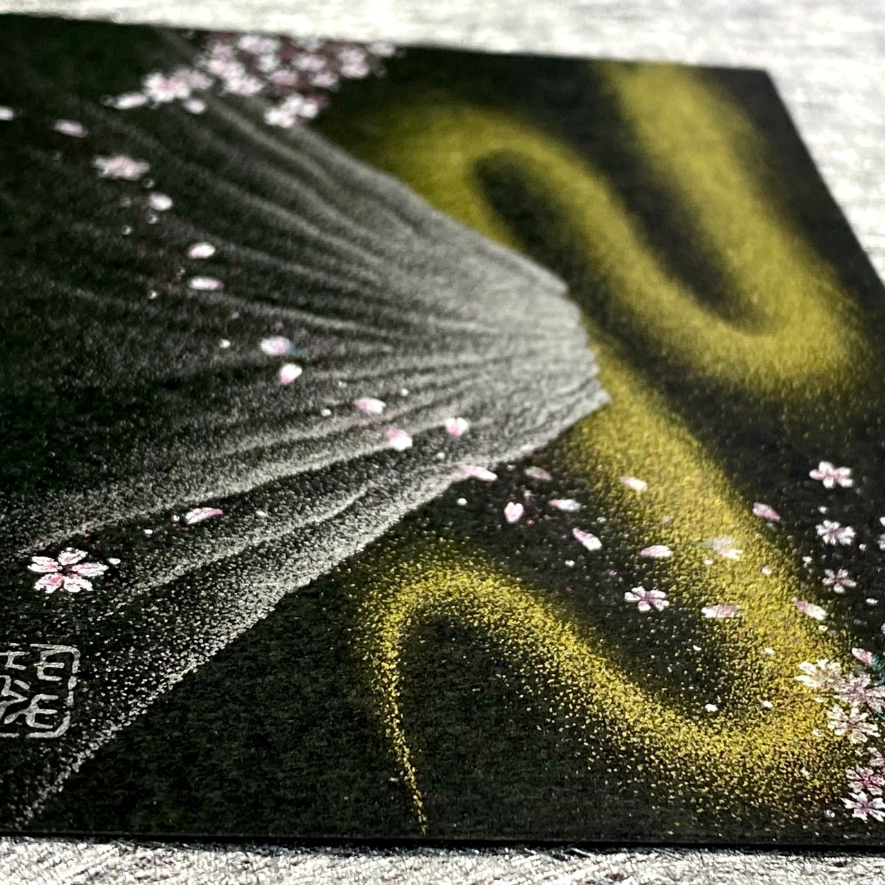 開運の点描画アート【富士山と桜と金龍】高波動エネルギーアート | 今 