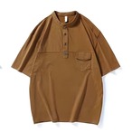 Band Collar Pocket Short-Sleeve Shirt ◇3color H0131