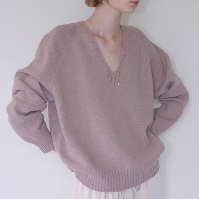 Relaxed Vneck rib knit 3 colors　V3091