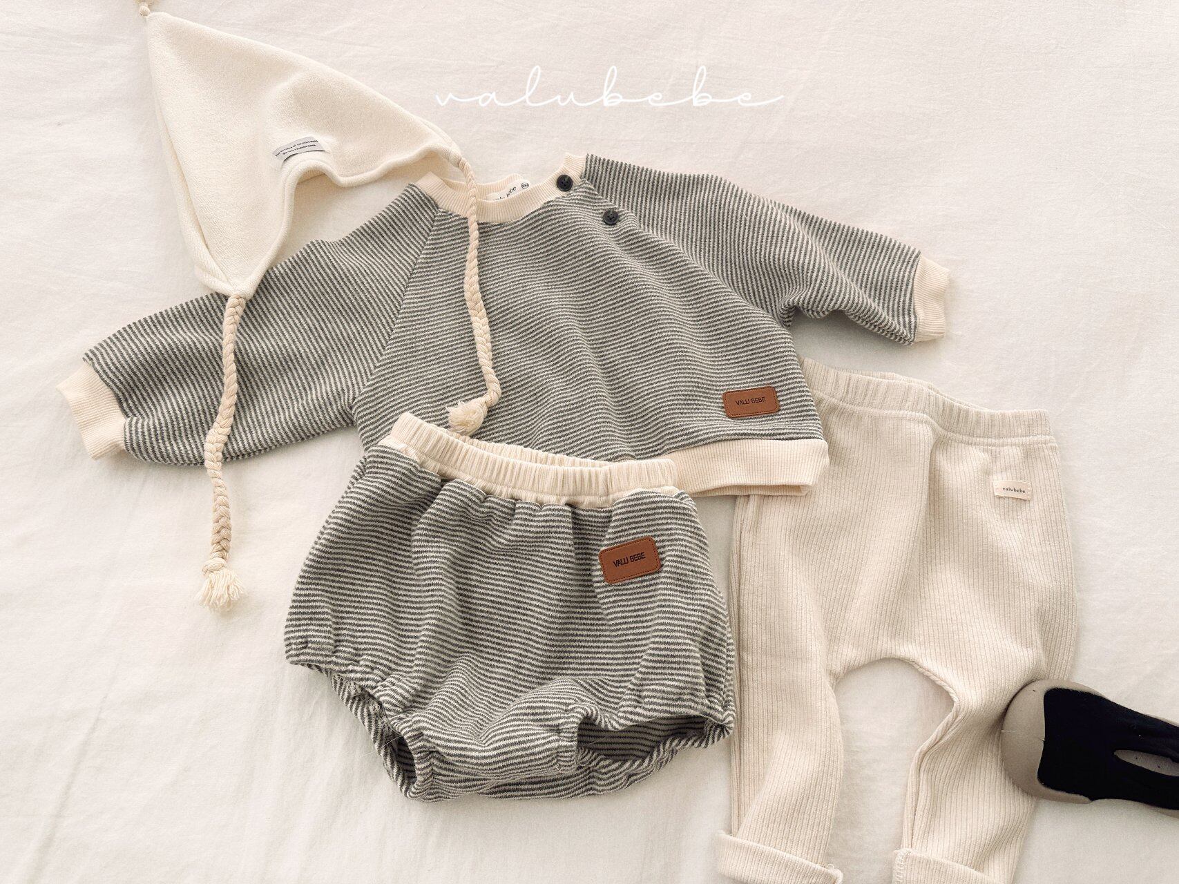 残り1点 即納⌇80cm レザータグ ストライプ トレーナー