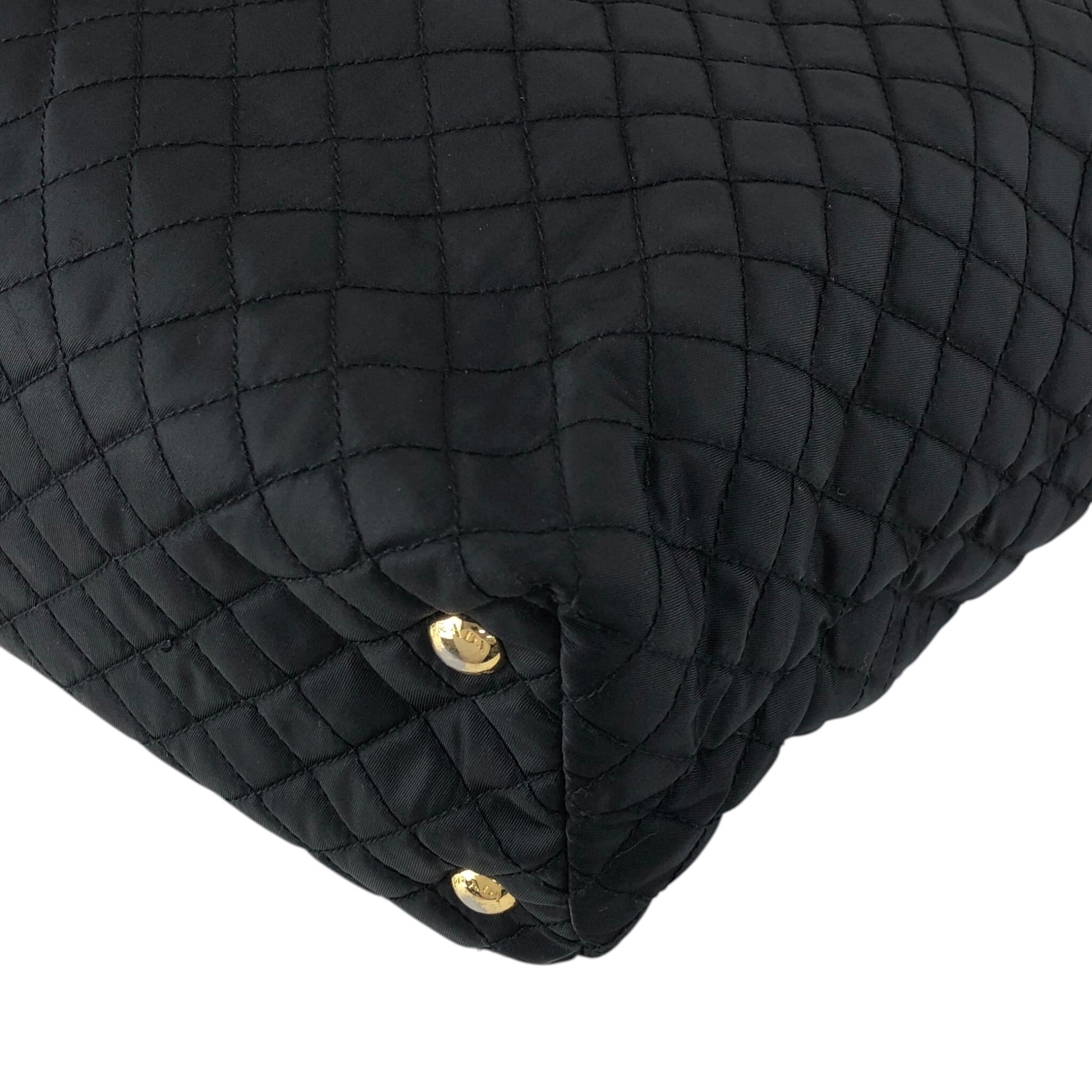 PRADA プラダ ハンドバッグ ブラック ロゴ キルティング トートバッグ