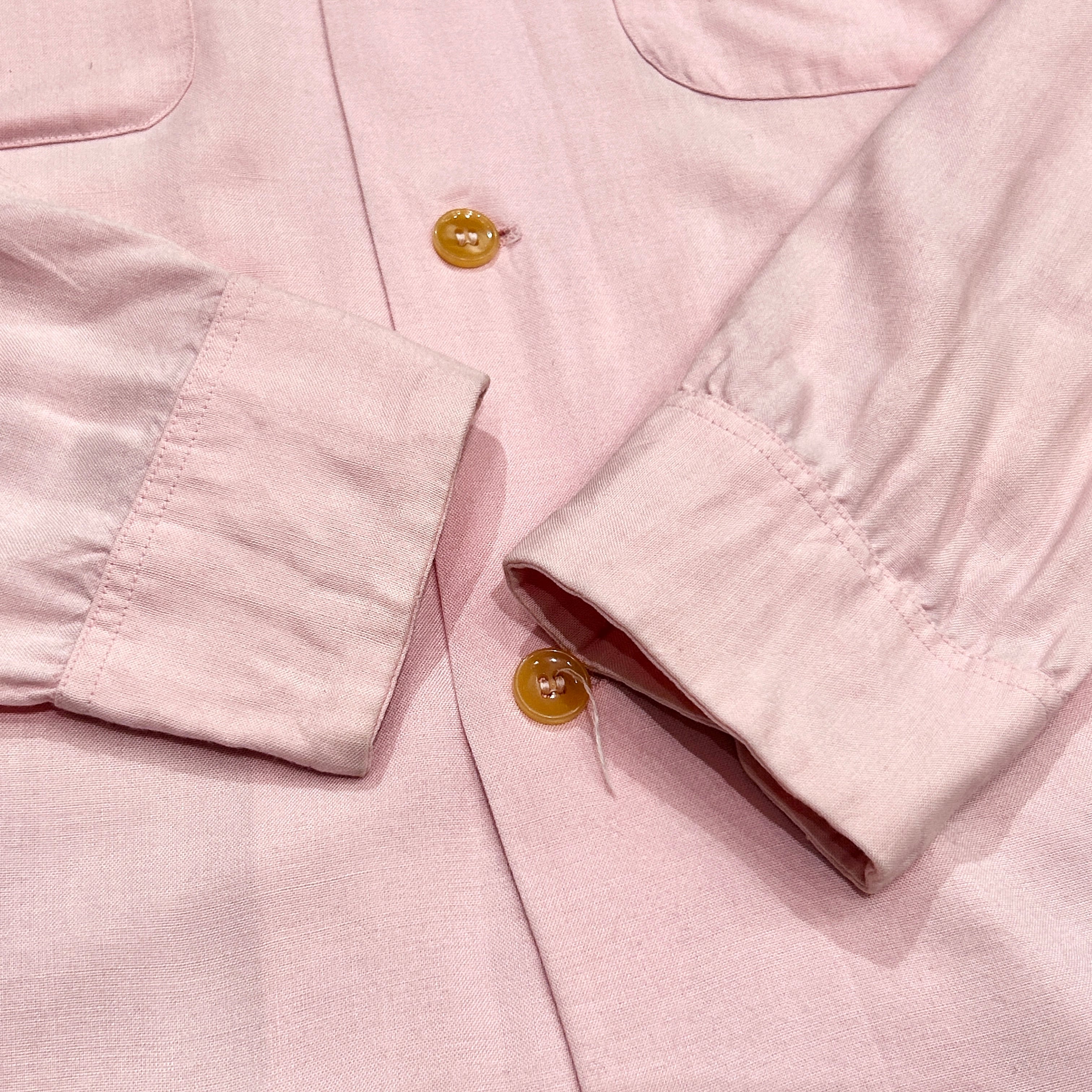 50年代 ビンテージ レーヨンシャツ 黒ピン 黒 ピンク ロカビリー 開襟 50s Wesley Rayon Shirt Black × Pink 50年代 レーヨンシャツ 黒