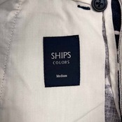 SHIPS COLORS シップス カラーズ 麻混 リネン混 総柄 ハーフパンツ ショートパンツ サイズ M /メンズ/ネイビー×ホワイト