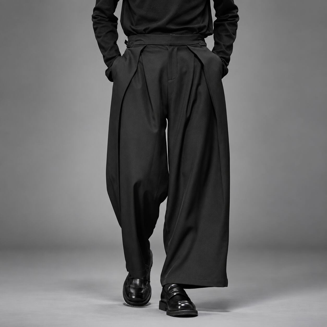 【ORV0045】Minimalist Loose Straight Wide-Leg Cropped Pants / 3color