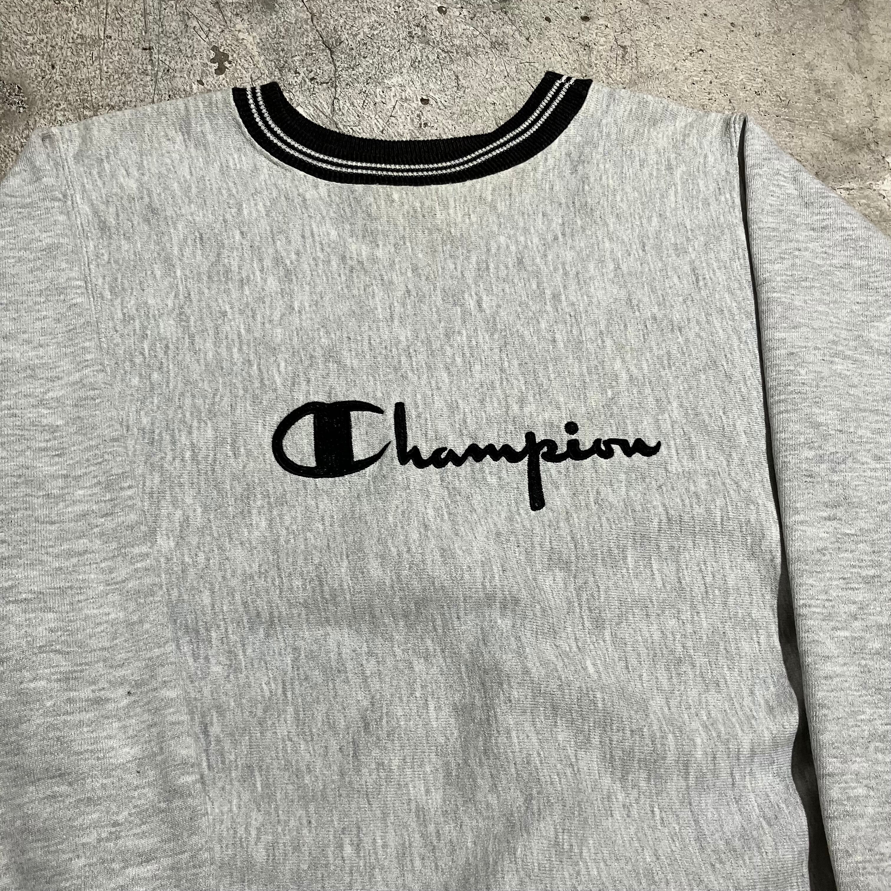 90s Champion / チャンピオン USA製 リブボーダー スクリプトロゴ 