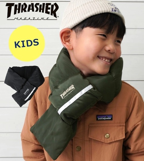 THRASHER スラッシャー キッズ MAG LOGO ピレアネーム ポリエステルタフ マフラー 22TH-K54K 子供 防寒 秋冬