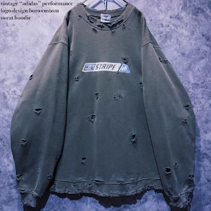 【 doppio】vintage “adidas” performance logo design boro custom sweat hoodie
