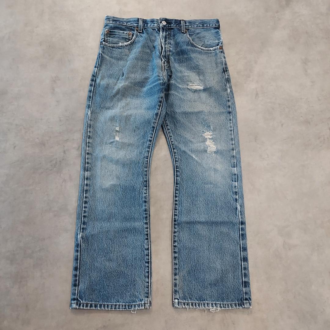 リーバイス517 Levis W34 フレア ブーツ 青 古着 ヒゲ 22067