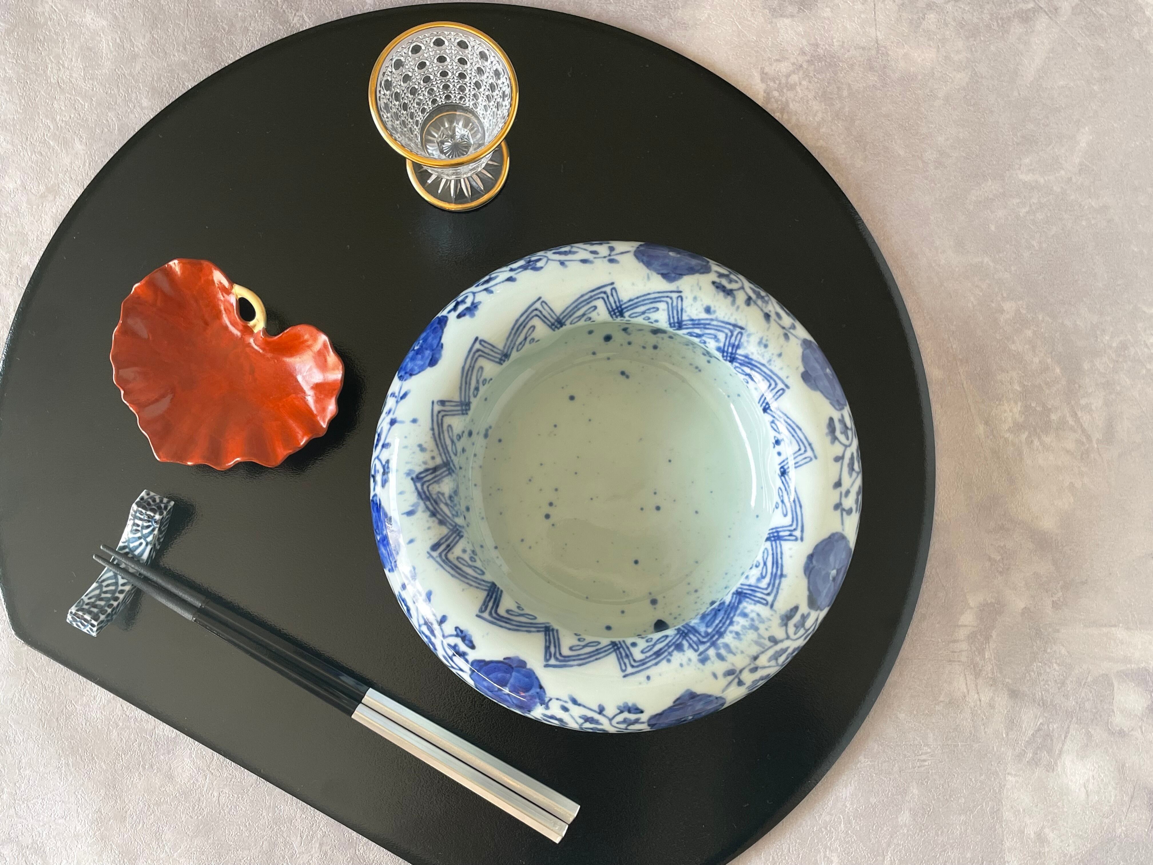 有田焼 福泉窯 染付草花地紋 7寸リブボウル | FUCHIGAMI TOJIKI