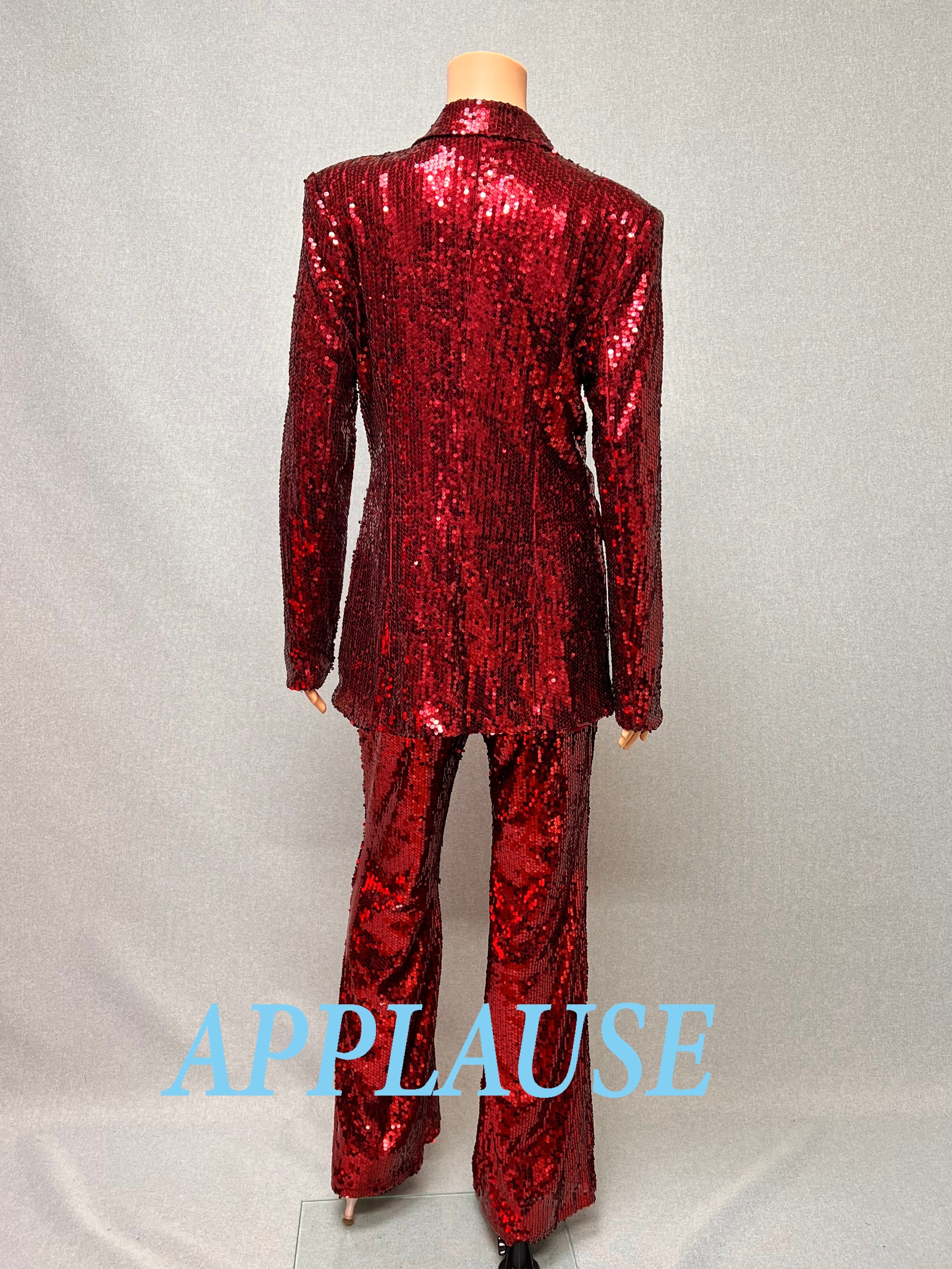 【新着】社交ダンス ドレス　ラテンドレス　バーガンディースパンコールジャケット　LA-26-8　L　デモ・競技用ドレス　発表会衣装　パーティドレス　ワンピース　舞台衣装