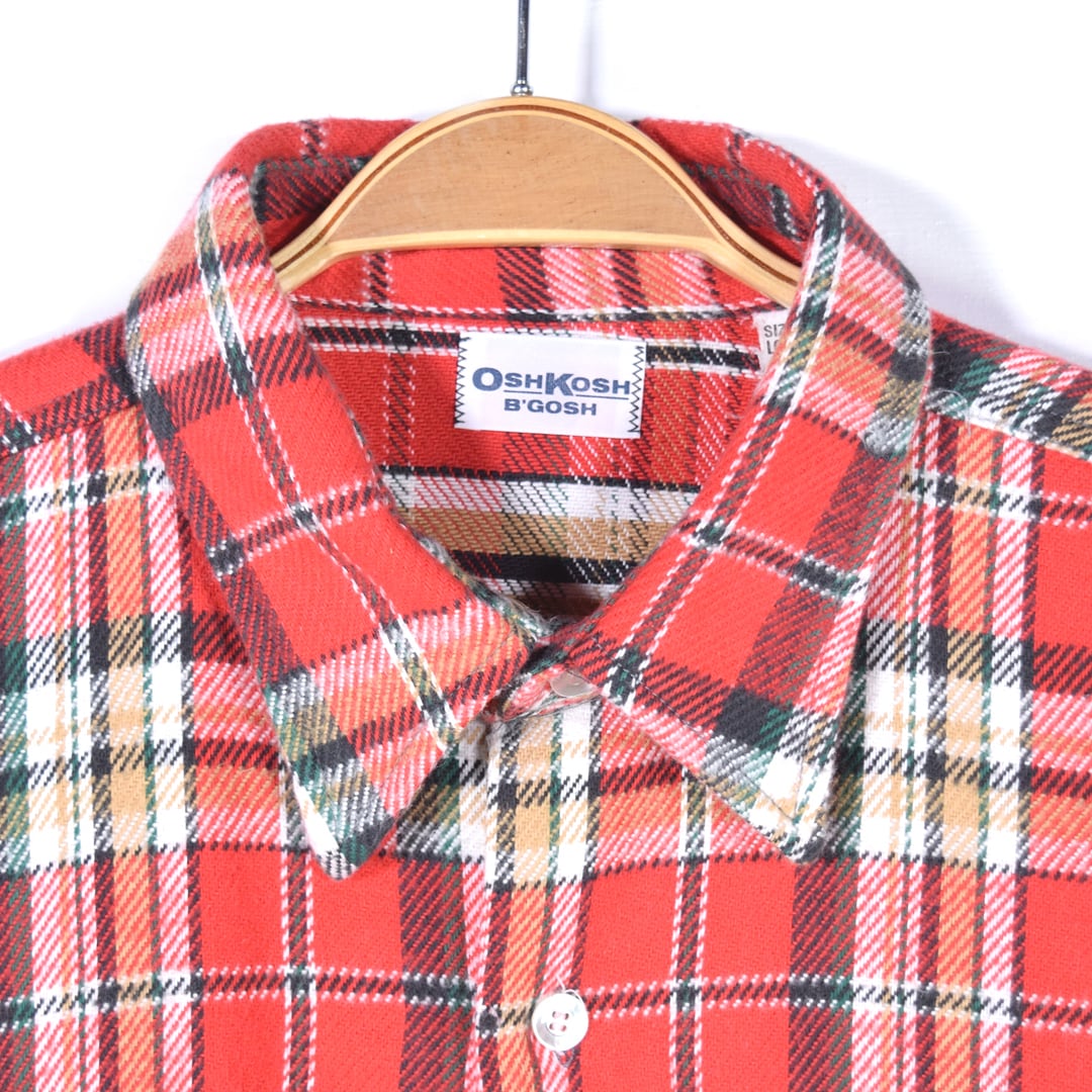 70S 希少 オシュコシュ OshKosh B’Gosh オンブレチェックシャツ 70s オシュコシュ 美品 USA製 ヴィンテージフランネルシャツ 赤ベース