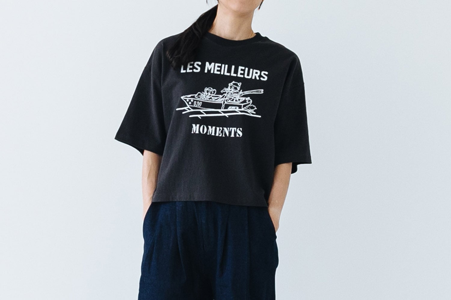 オーガニックコットン ボックスプリントTEE "LES MEILLEURS MOMENTS"