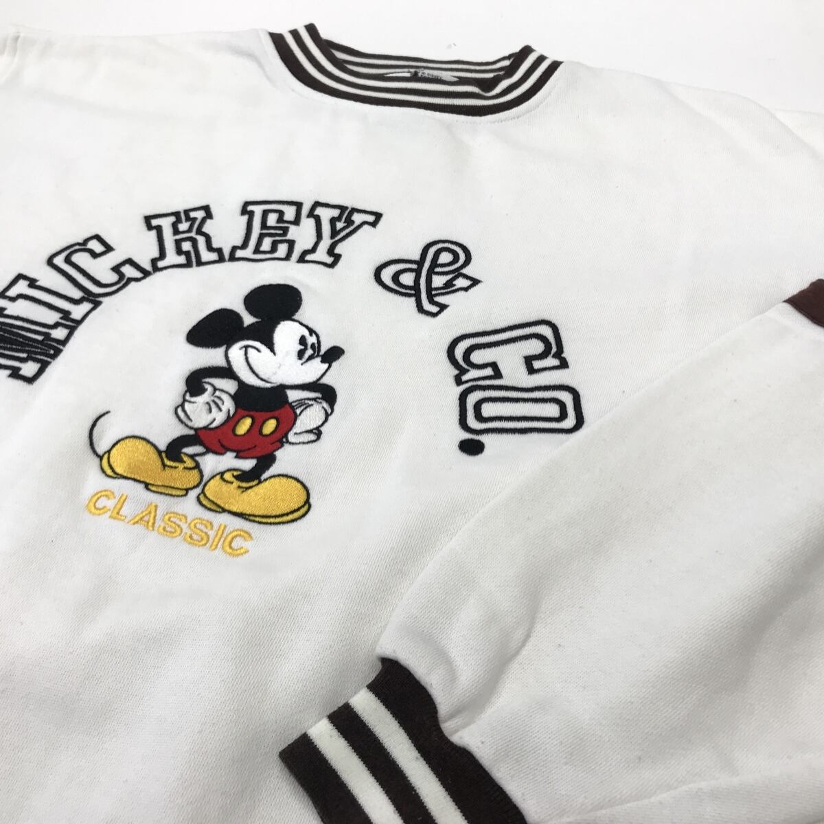 【希少】90's ミッキー　スウェット　グリーン　エルボーパッチ　XL