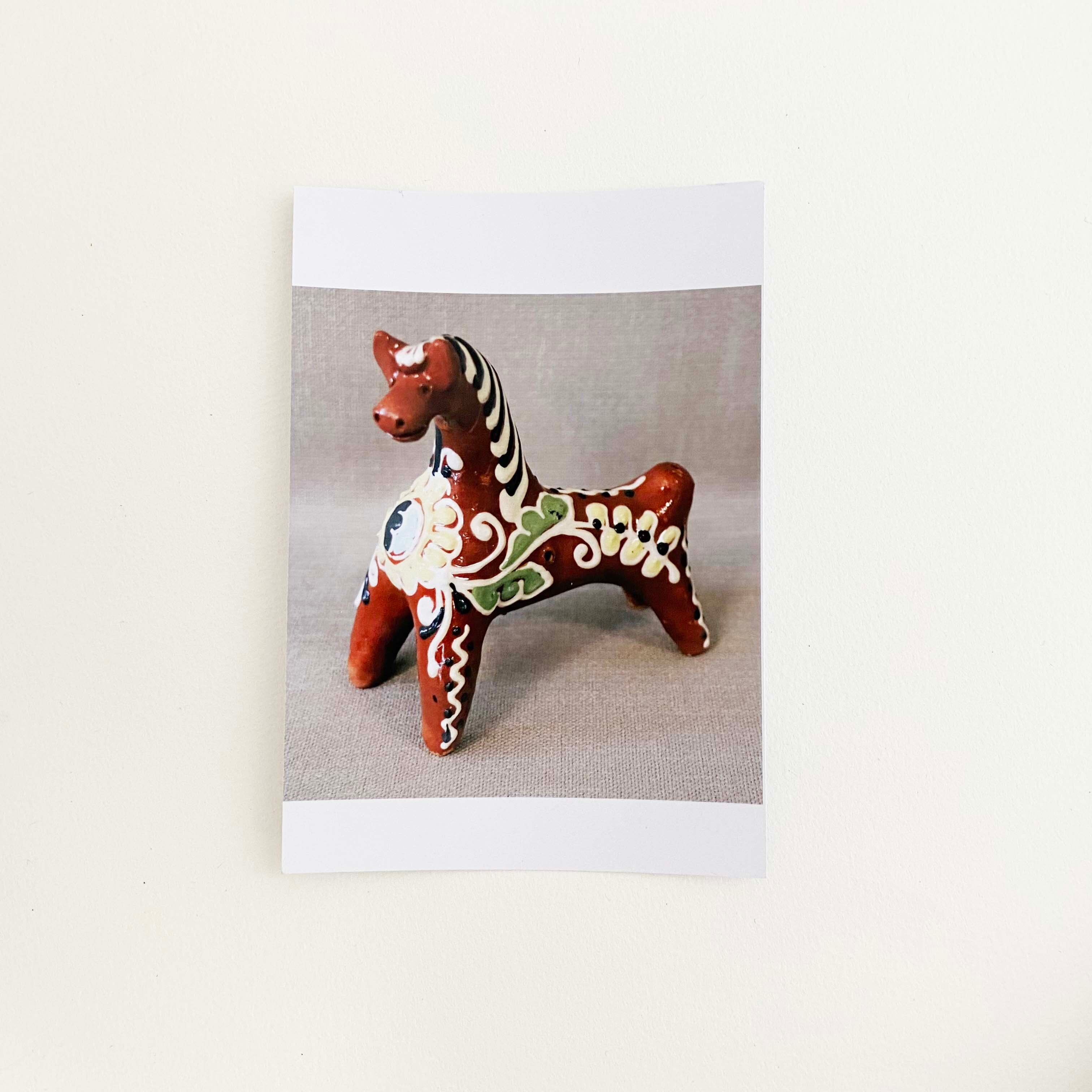 ウクライナ産  オピシュニャ土人形（馬 縞のたてがみ）