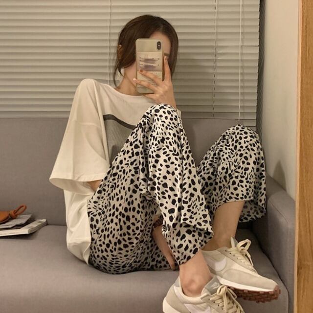 レオパード柄パンツ×ロゴTシャツ No.00030 | 7822