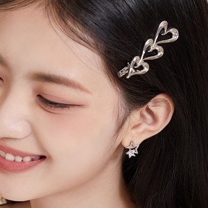 ヘアクリップ おしゃれ ハート フラワー リボン シンプル シルバー バレッタ