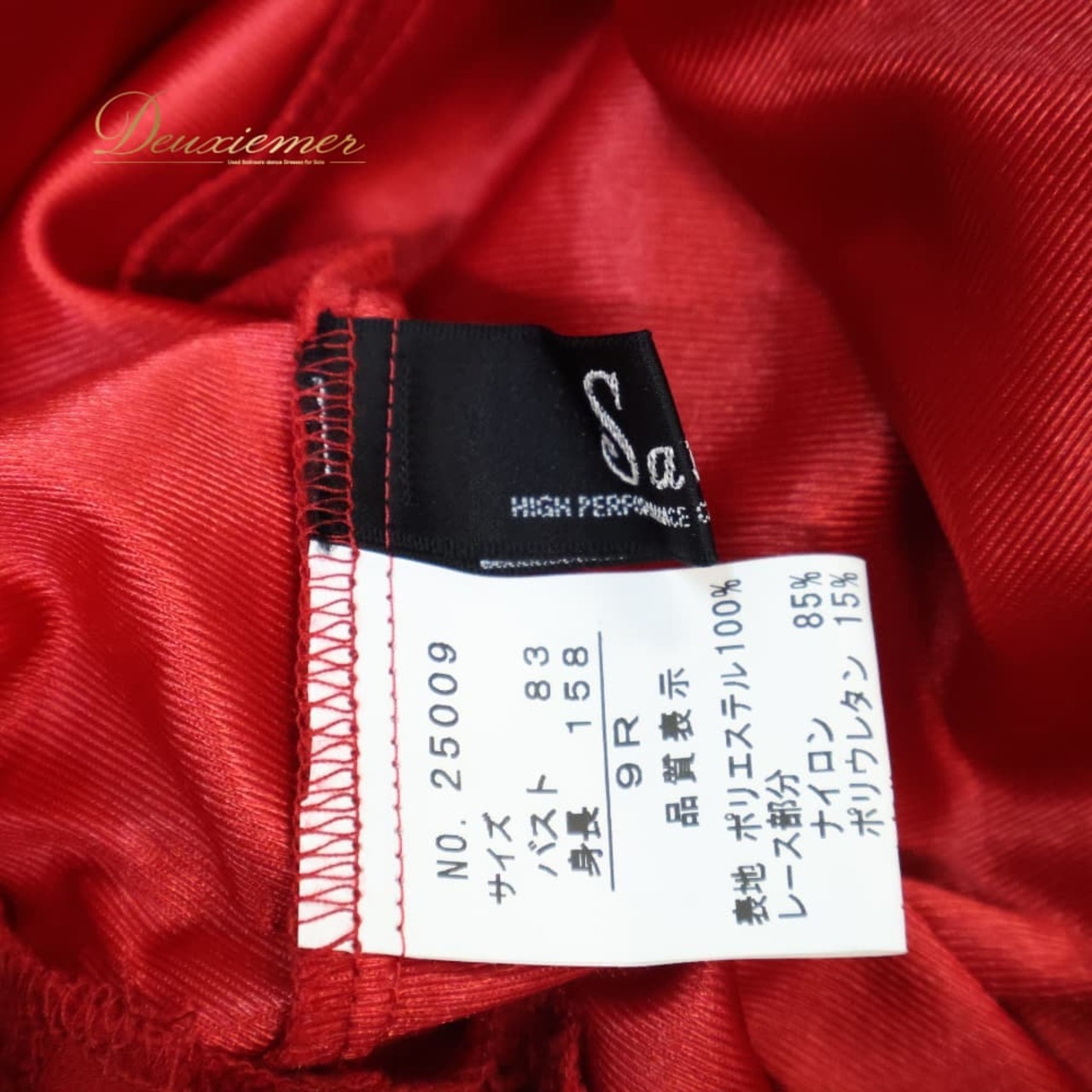 社交ダンス 衣装 Sanline サンリーヌ ドレス ワンピース スタンダード レッド系 ブラック系 赤 黒 レース フリル ダンス フロート パーティ 発表会 華やか 日本製 舞台衣装 エレガント 上品 可愛い 豪華 フォーマル