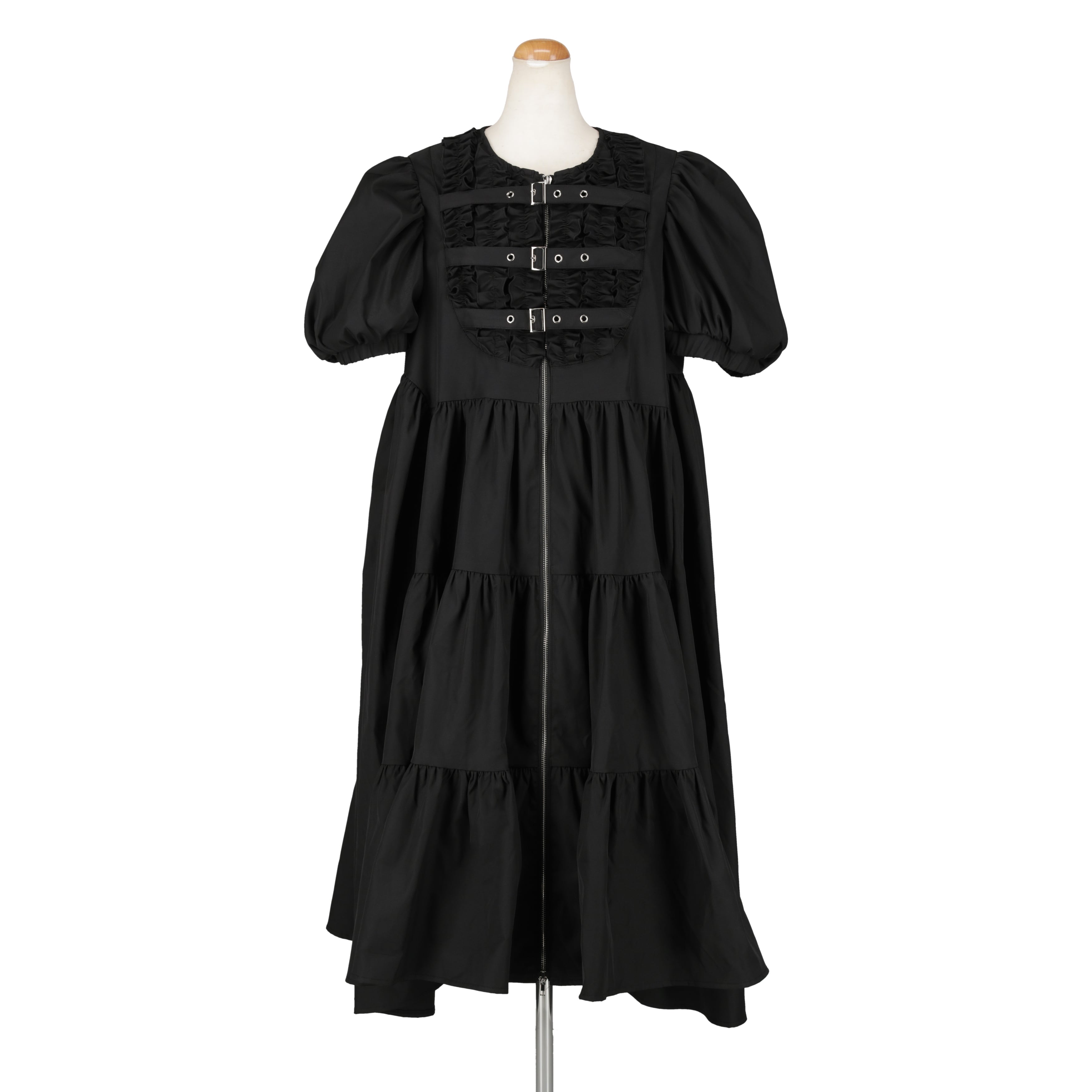 ボンテージバルーンスリーブワンピース　BLACK