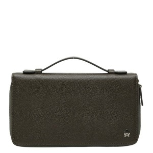 ダンヒル ダブルジップ トラベルコンパニオン トラベルケース 長財布 セカンドバッグ カーキグリーン レザー メンズ Dunhill 【中古】