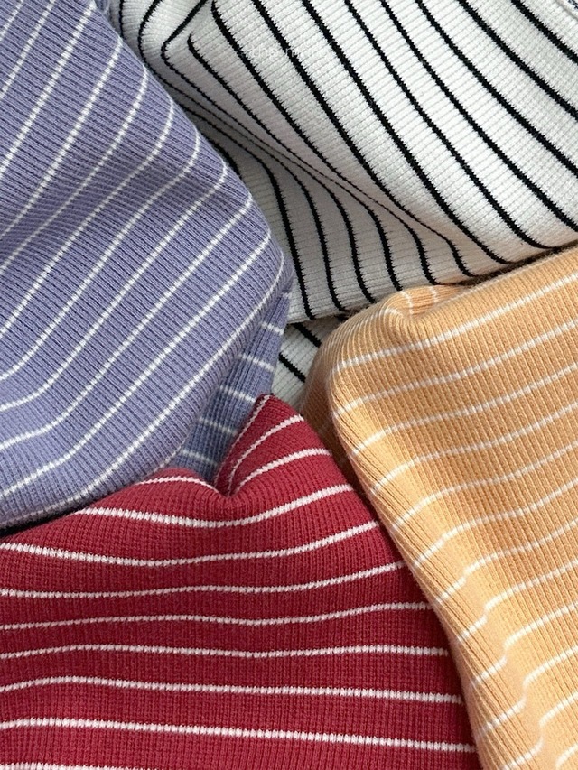 《予約》送料無料【minirobe】Round Striped Long Sleeve T