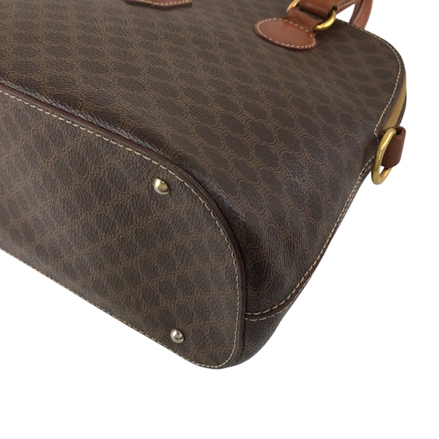 CELINE セリーヌ マカダム ショルダーバッグ ブラウン ブラゾン型押し PVC 2WAY vintage ヴィンテージ オールド rpmpji