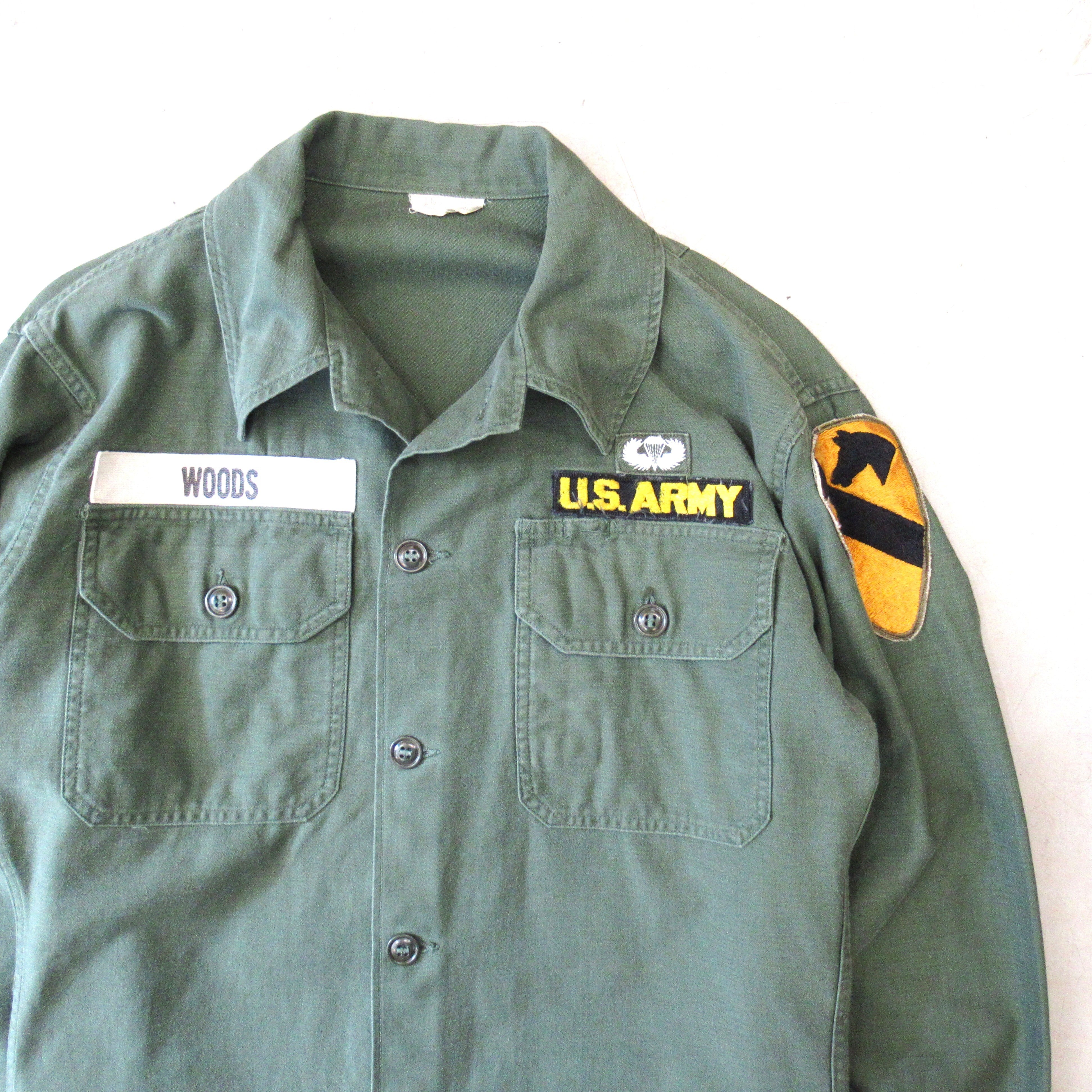 60S U.S.ARMY OG-107 筒袖 3rd Utility Shirt 【16 1/2 ×33】 | drop by