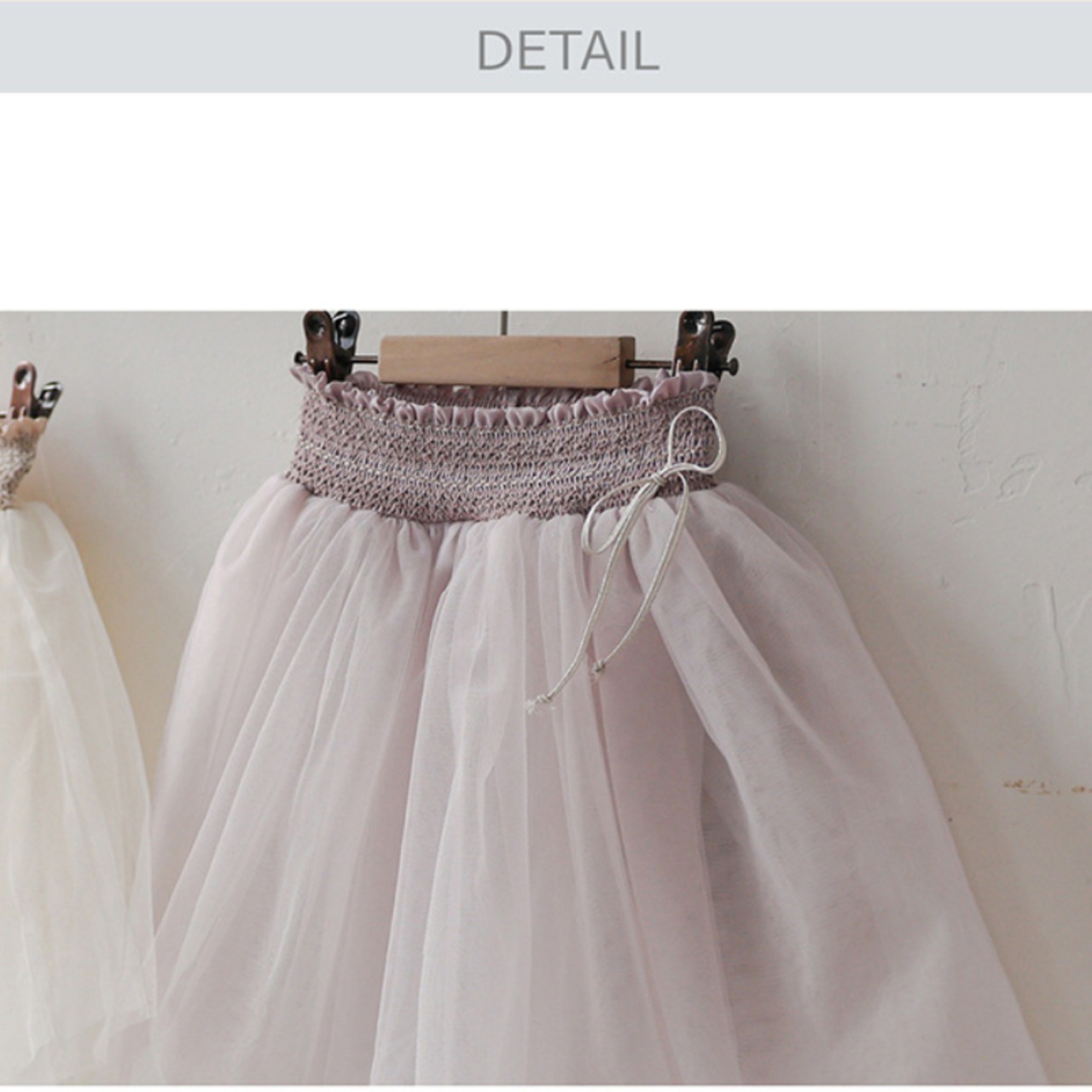 秋リボンつきレギンスメッシュスカート2色