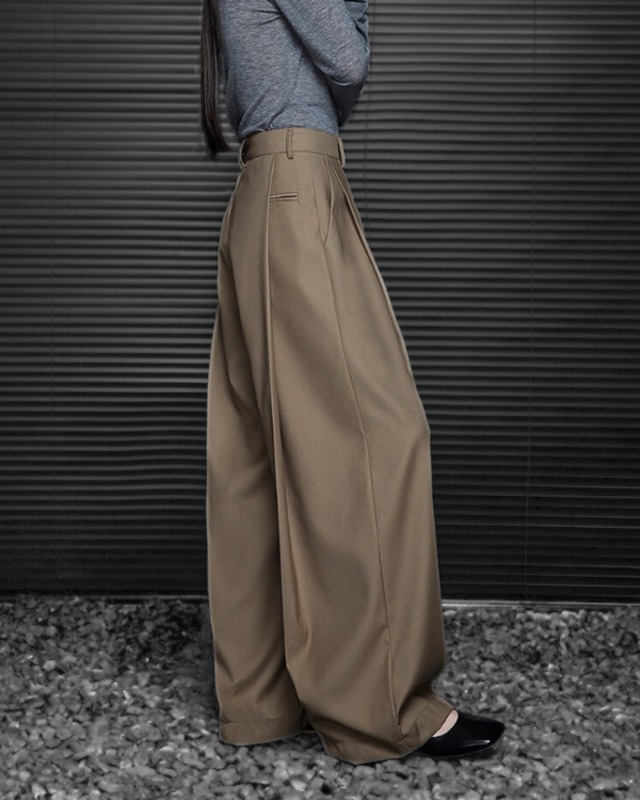 【即納】Center-press stack wide pants　TH3517