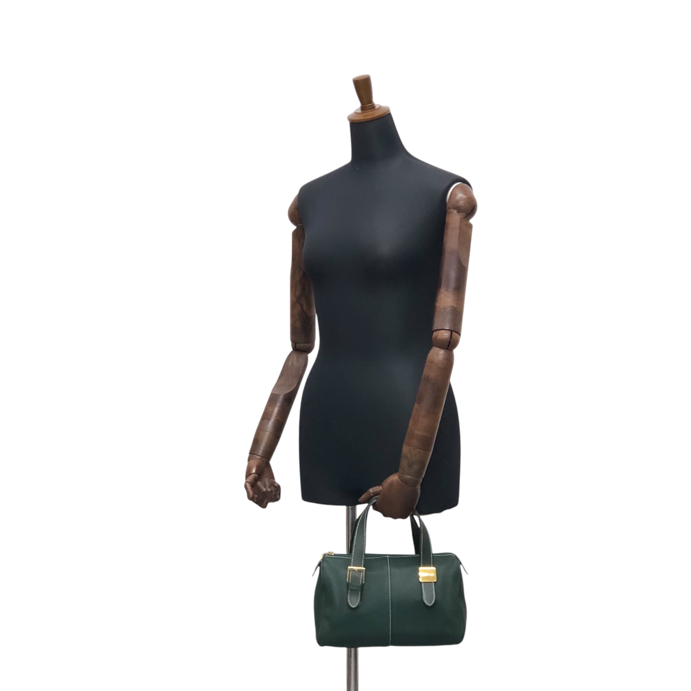 BURBERRY バーバリー ハンドバッグ グリーン レザー ミニボストン BURBERRY バーバリー ハンドバッグ グリーン レザー ミニボストン