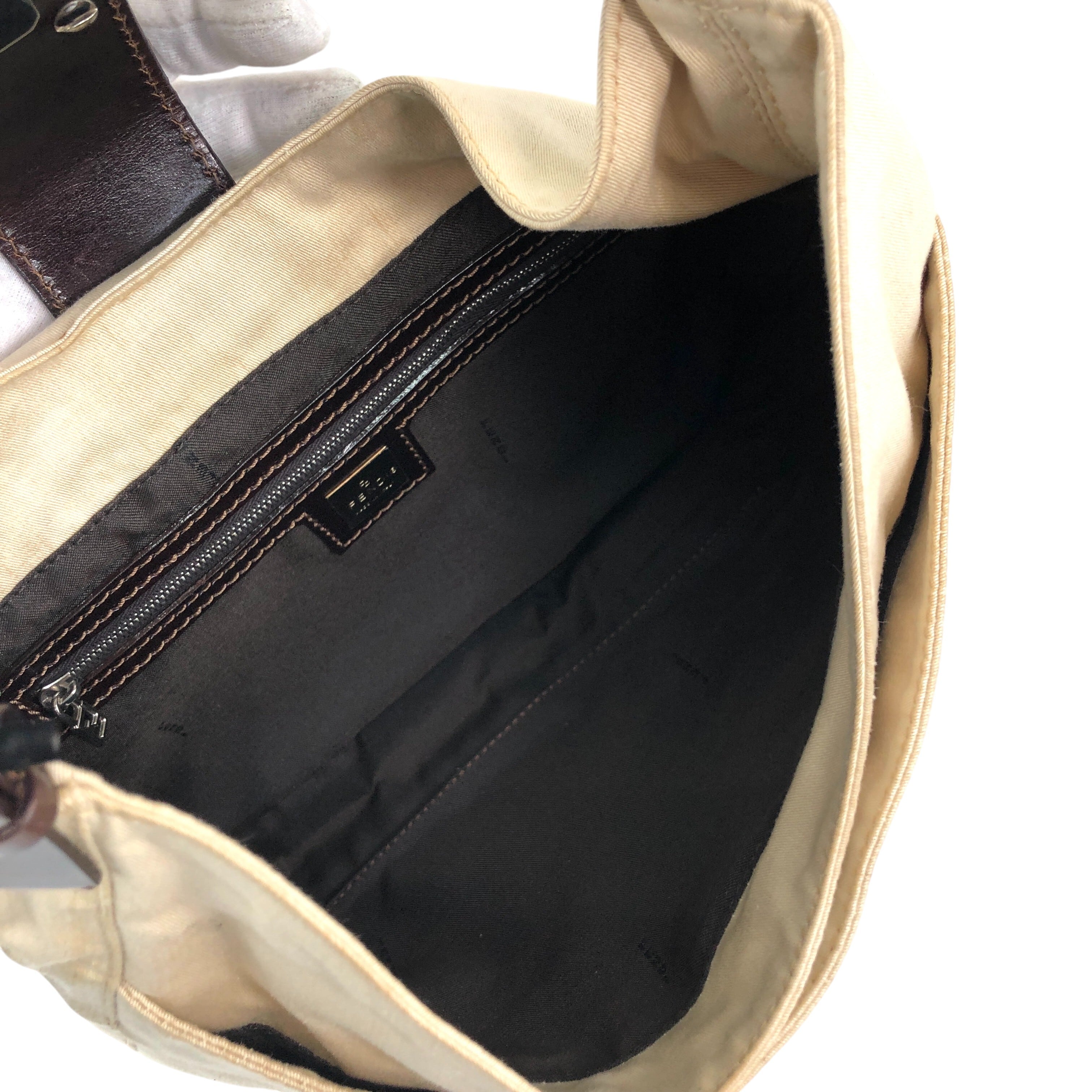 FENDI フェンディ ショルダーバッグ ベージュ FFロゴ キャンバス
