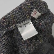 PAPAS パパス ロゴ刺繍 リネン100% Vガゼット クルーネック セーター LL/ブルー マルチ