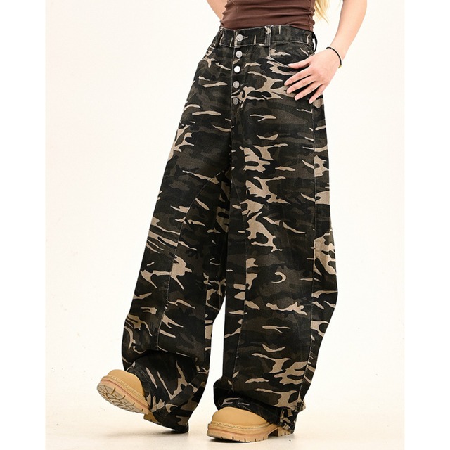 front button high waist wide leg denim　フロントボタンハイウエストワイドレッグデニム　J0661