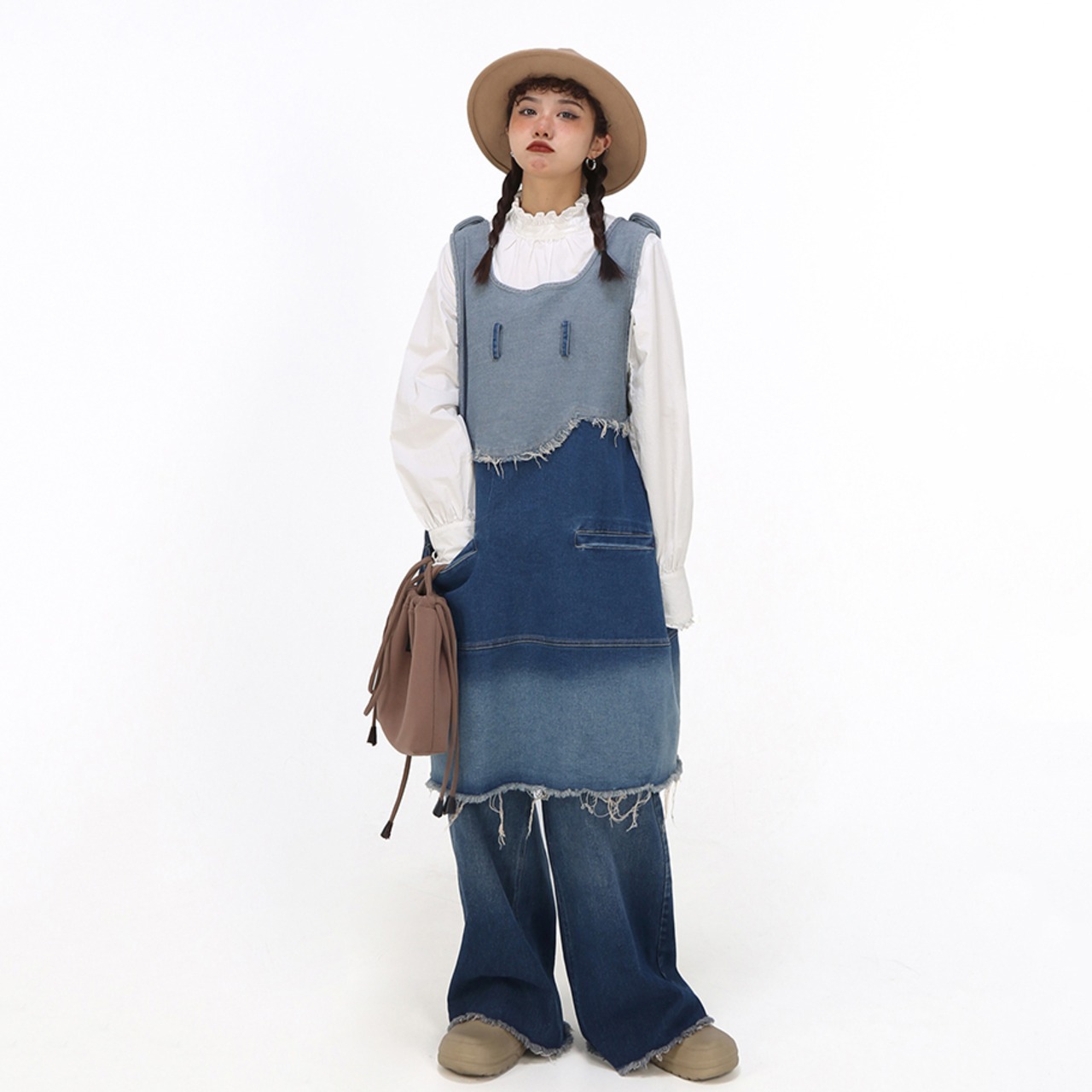 【大人気Sサイズのみ】XYJ少女の薄花桜デニムジャンパースカート