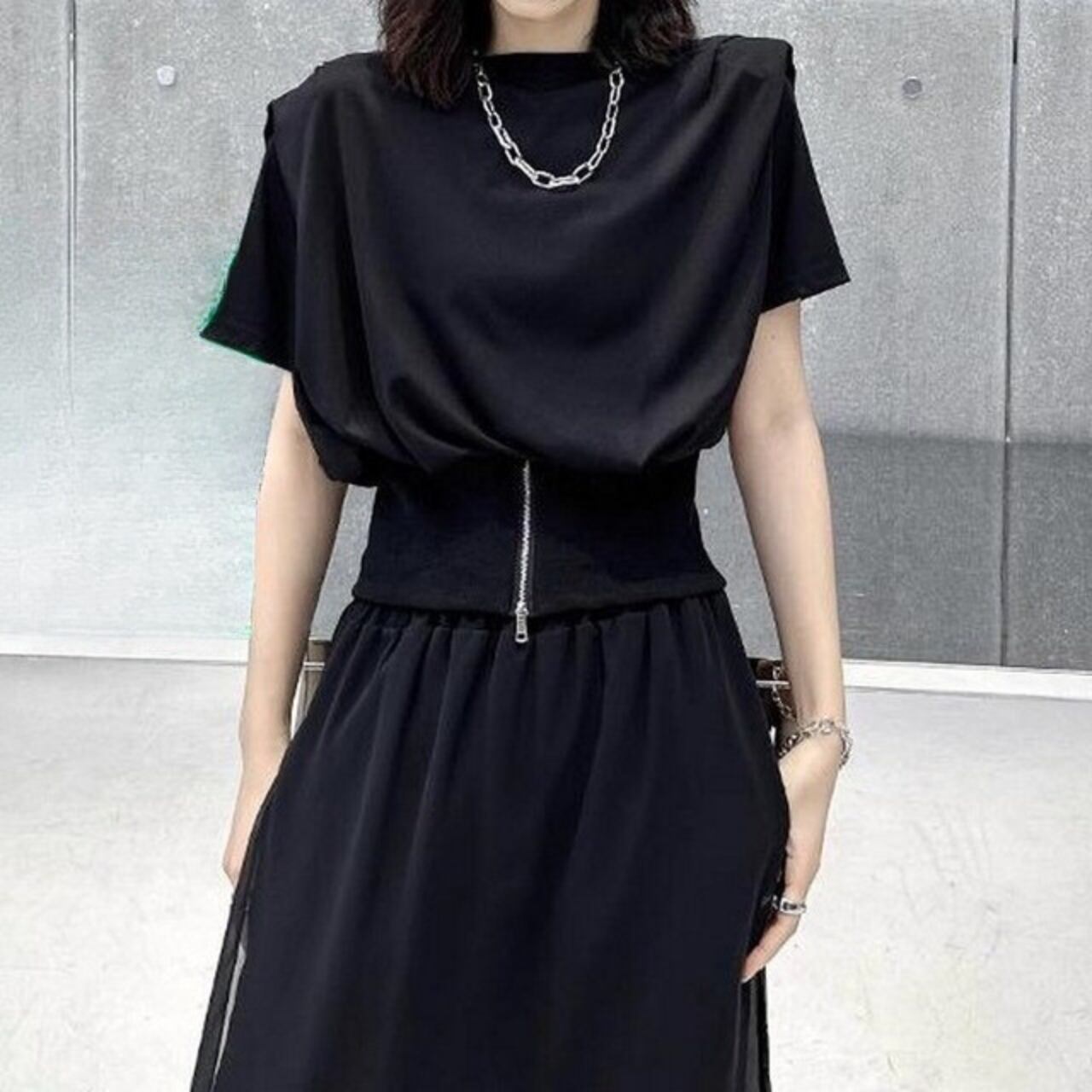 半袖ショルダーパッドTシャツ R0116