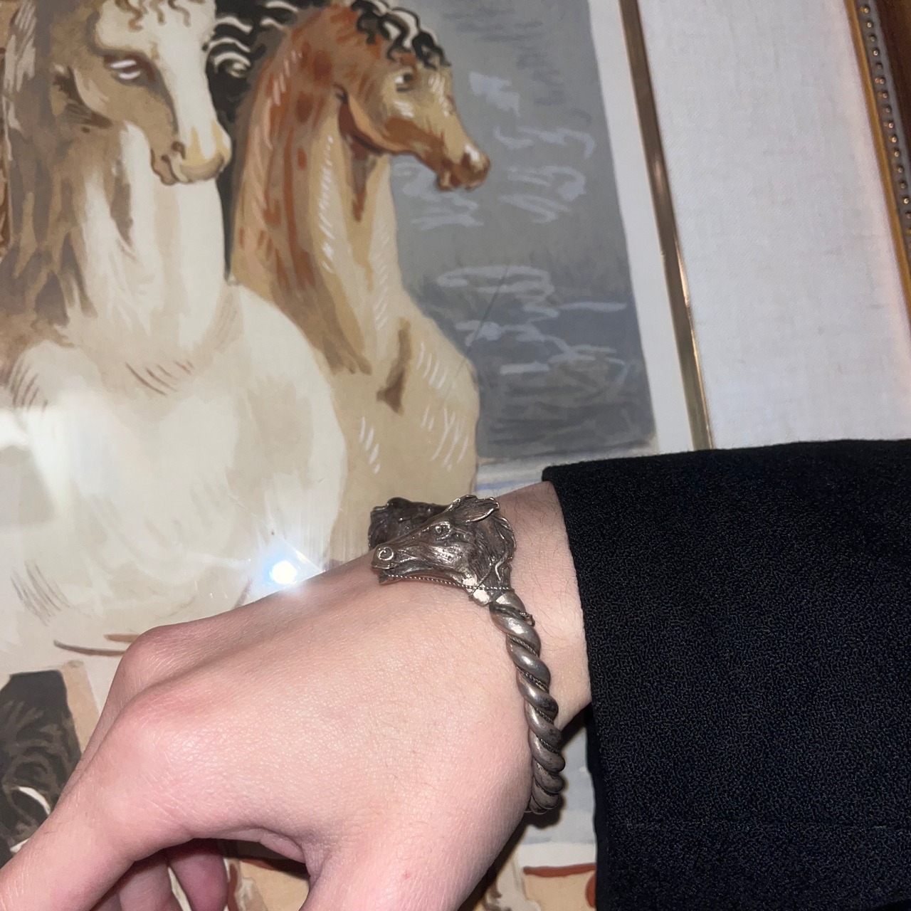 vintage twisted silver horse bangle