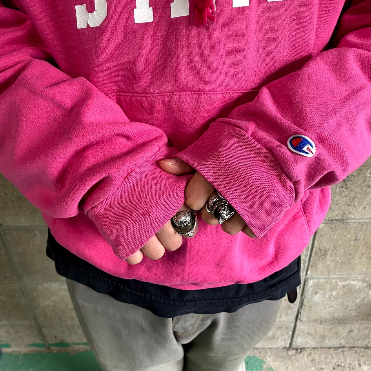 グッドカラー チャンピオン プルオーバースウェットパーカー メンズL