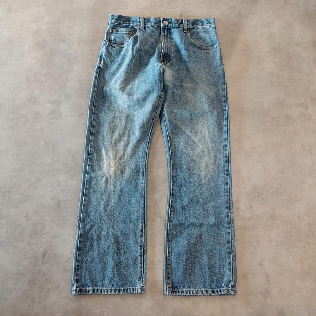 リーバイス517 Levis W33 フレア ブーツ 青 古着 ヒゲ 22077
