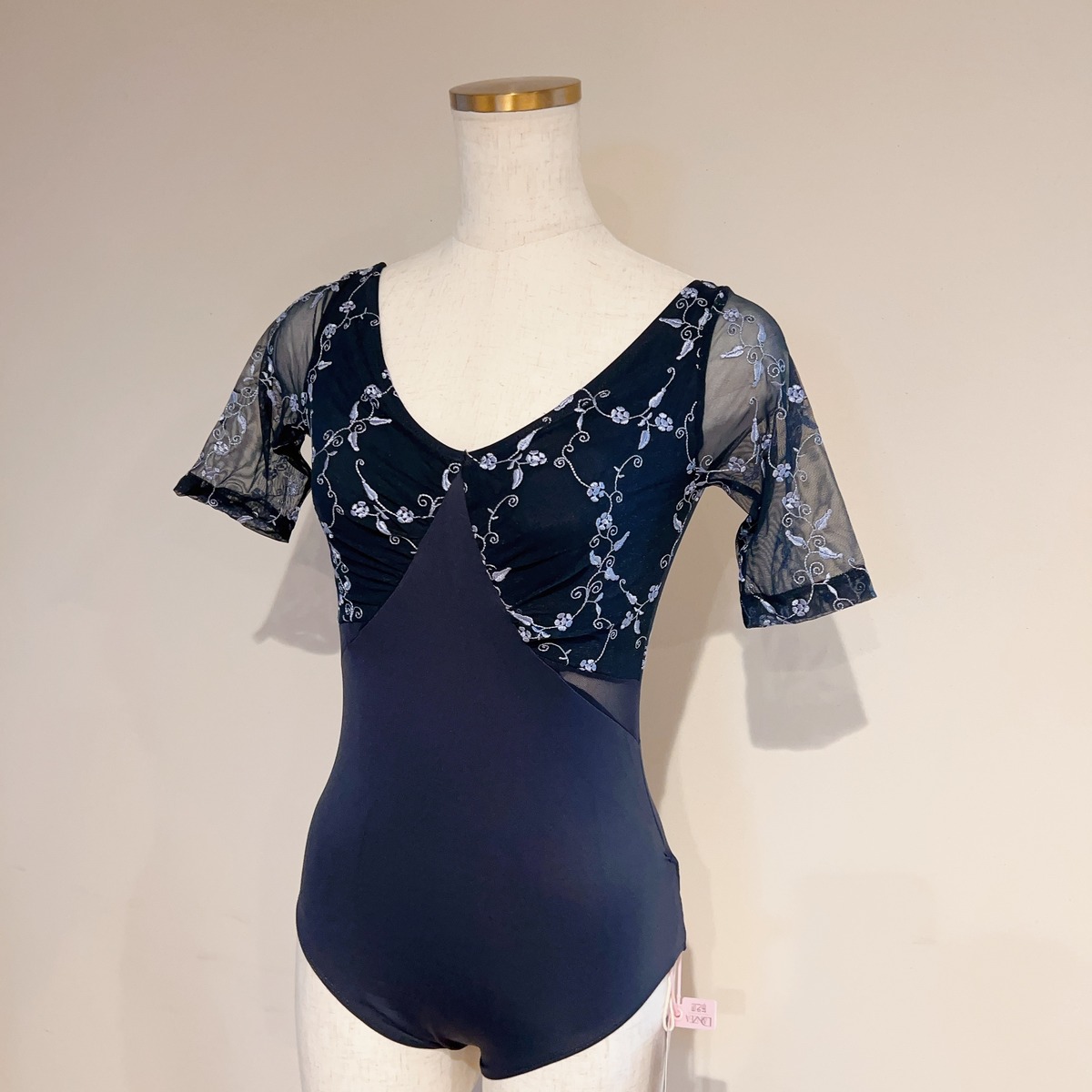Navy シアースリーブ 刺繍 バレエレオタード | バレエショップ 