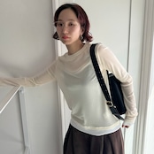 バイカラー切替メッシュtops/アイボリー