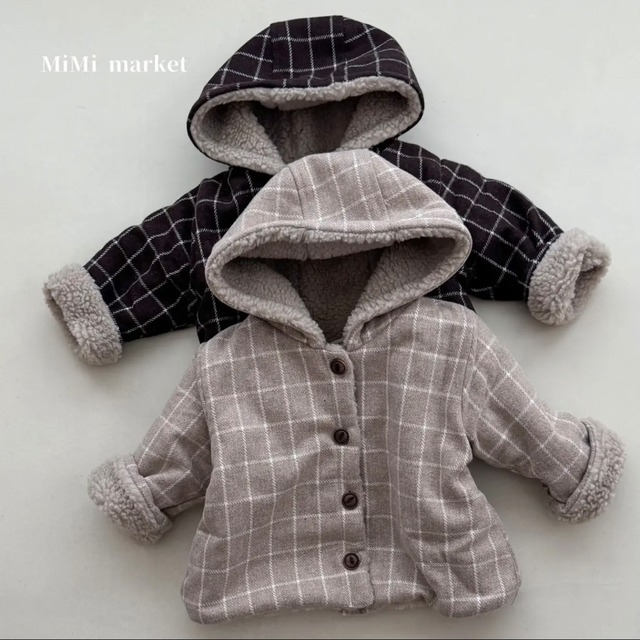 〈即納〉mimimarket check dumble hood jacket