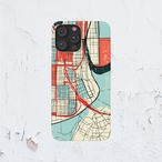 受注生産 iPhoneケース 赤いルートの地図コラージュ｜都市地図風 UMAP044A