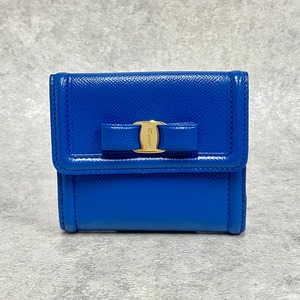 Salvatore Ferragamo フェラガモ ヴァラ 二つ折り財布 ブルー 6526-202203