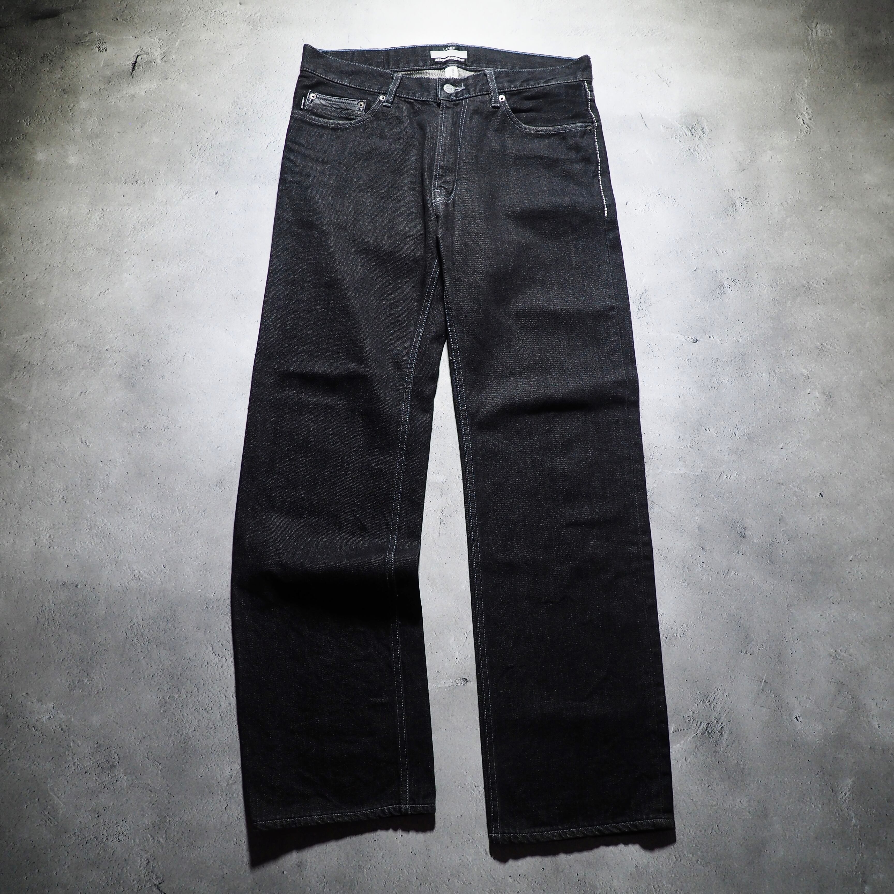 ” Montage ” Back logo painted Black loose Buggy Denim pants