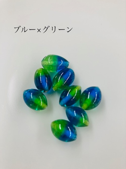 日本製手巻きガラス　ナツメ（貫通）４個入　14×8（ｐ355）全６色