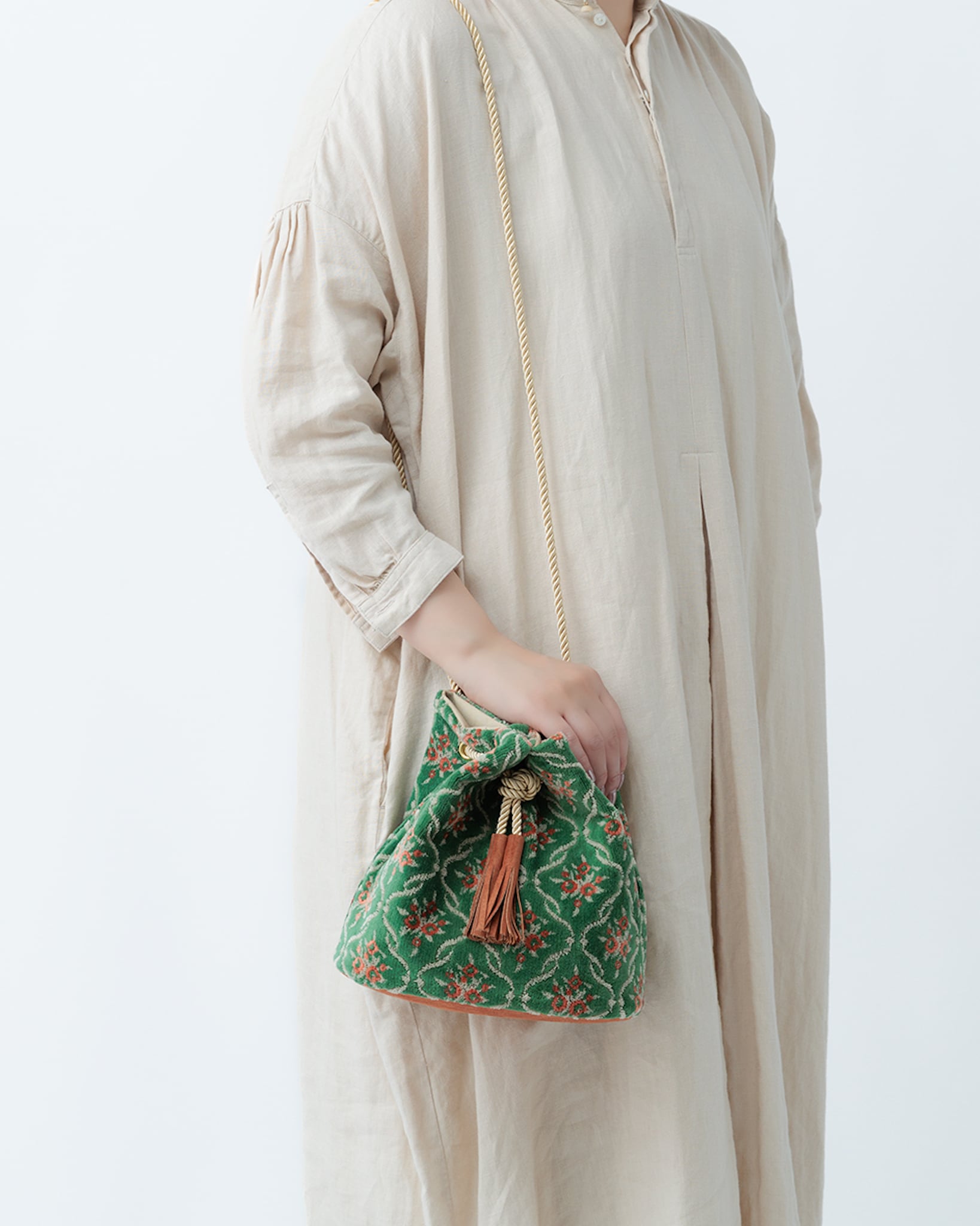 金華山巾着＜コーラルモスの花格子＞ | PUPU LAUKKU ププラウック