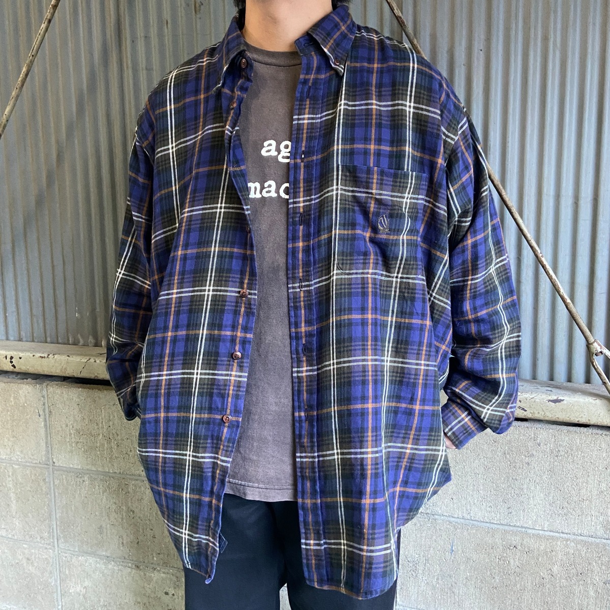 ビッグサイズ 90年代 NAUTICA ノーティカ チェック柄 ライトネルシャツ 