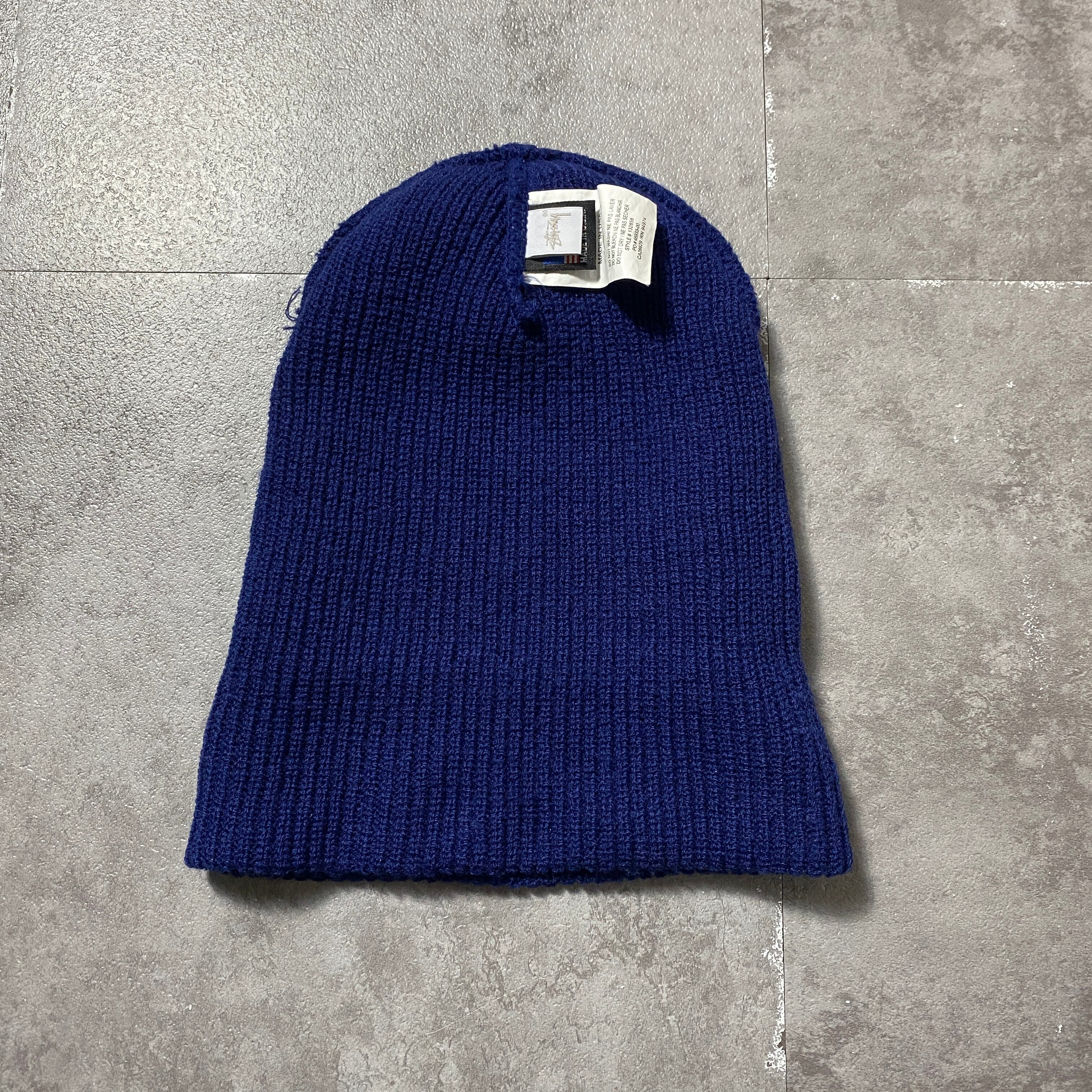 USA製】stussy ステューシー 刺繍ストックロゴ ネイビー アクリル